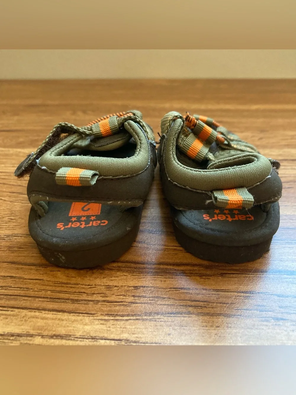 5/$15 Carter’s Baby Olive Green and Orange Sandals 2